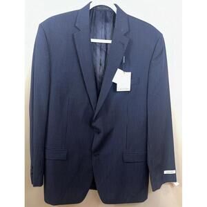 Calvin Klein Size 42L Blue Pin Striped Wool Slim Fit Blazer Suit Jacket NWT